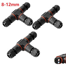 Conjunto de 3 Conectores de Cabo Mosiee à Prova d'Água IP68 com Conector de Cabo de 3 Pinos e Caixa de Junção em Formato de T