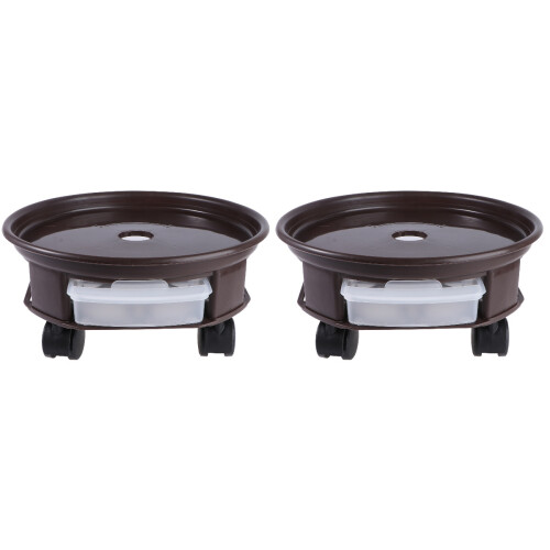 2Pcs Thickened Brown Plastic Flowerpot Stand Movable Plant Pot Support 1
