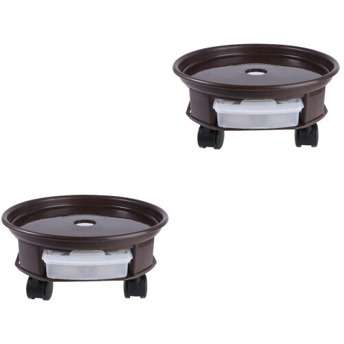 2Pcs Thickened Brown Plastic Flowerpot Stand Movable Plant Pot Support 2
