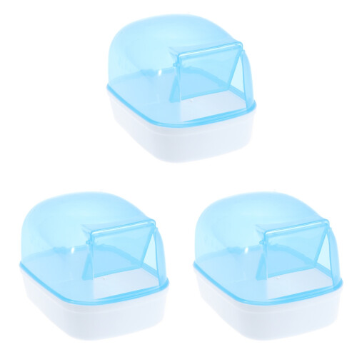 3Pcs Plastic Bath Basin for Hamster Small Animals Blue Easy to Use 1