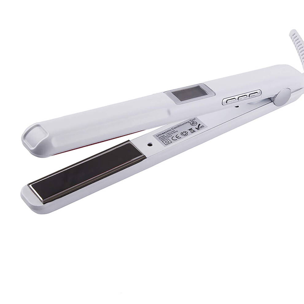 White 2 In 1 Hair Straightener And Curler With Tourmaline Ceramic, Wet Dry Use, 360 Rotating Cord,