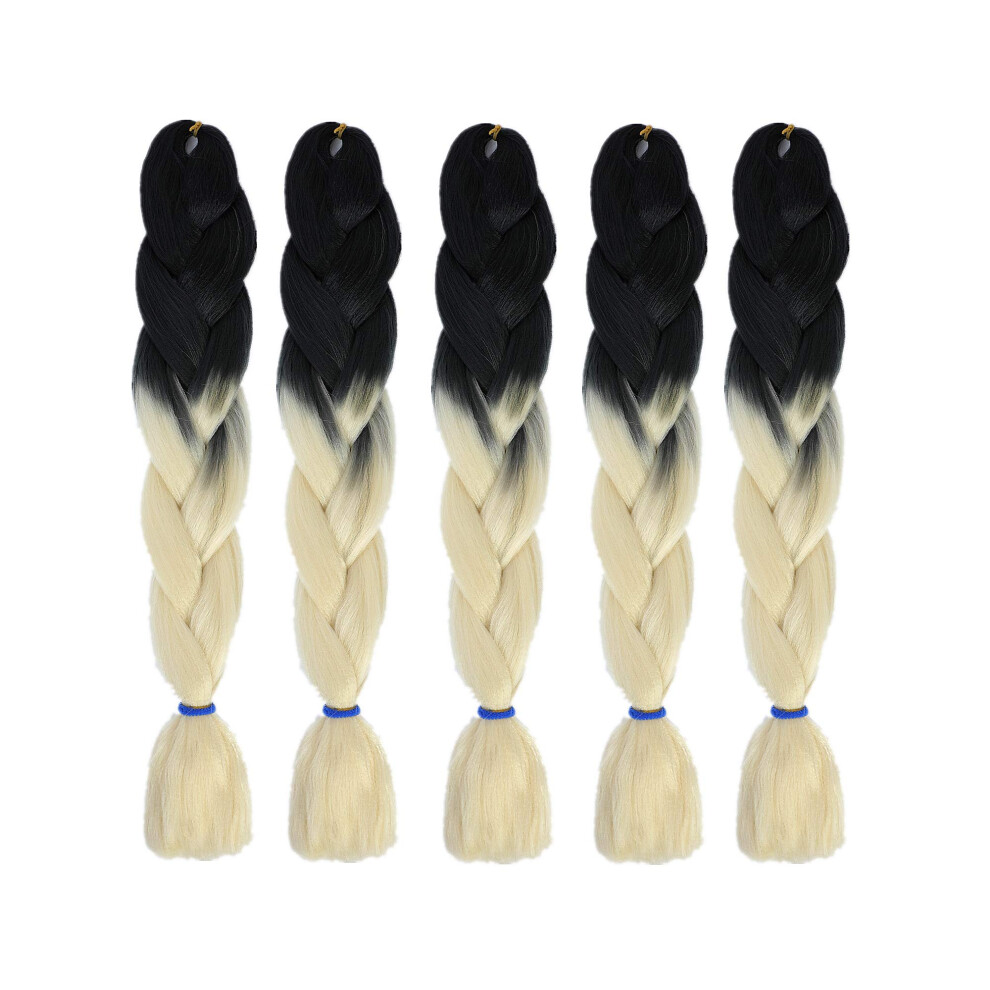 Jumbo Braiding Hair Extensions 24 Inch Ombre Synthetic Fiber 5 Packs for Crochet and Twists