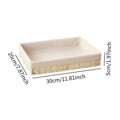 (optional,Beige L)Woven Basket Modern Rectangular Organizer Bin for Fruits Appetizer Breakfast Beige L 1