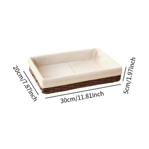 (optional,coffee L)Woven Basket Modern Rectangular Organizer Bin for Fruits Appetizer Breakfast Beige L 1
