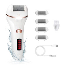 Electric Callus Remover for Feet Rechargeable Waterproof Foot File with 4 Quartz Roller Heads