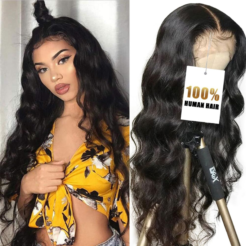 34 Inch Straight 13x4 HD Lace Front Wig Human Hair 180 Density Natural Black Natural Hairline