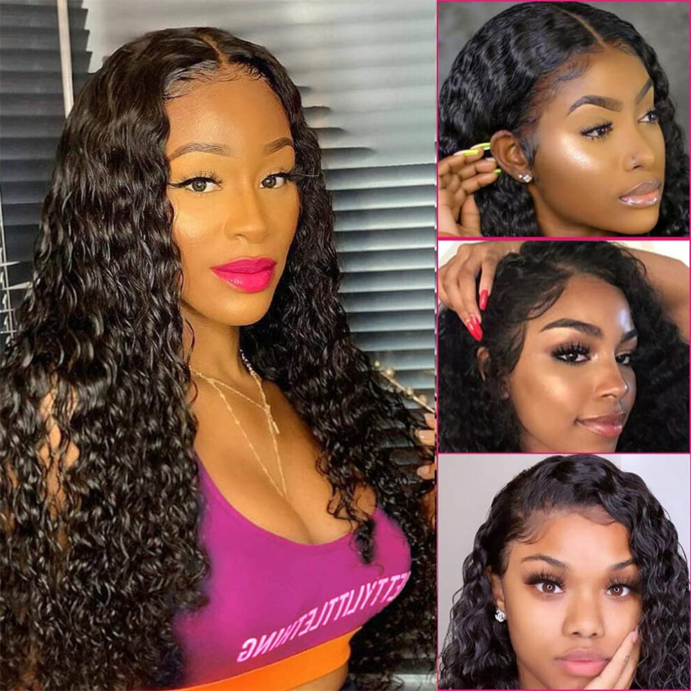 Unisex Black Curly Lace Front Wig For Women Loose Curly Wave 16 Inch Synthetic Heatresistant Soft Naturallooking Hair 150% Density
