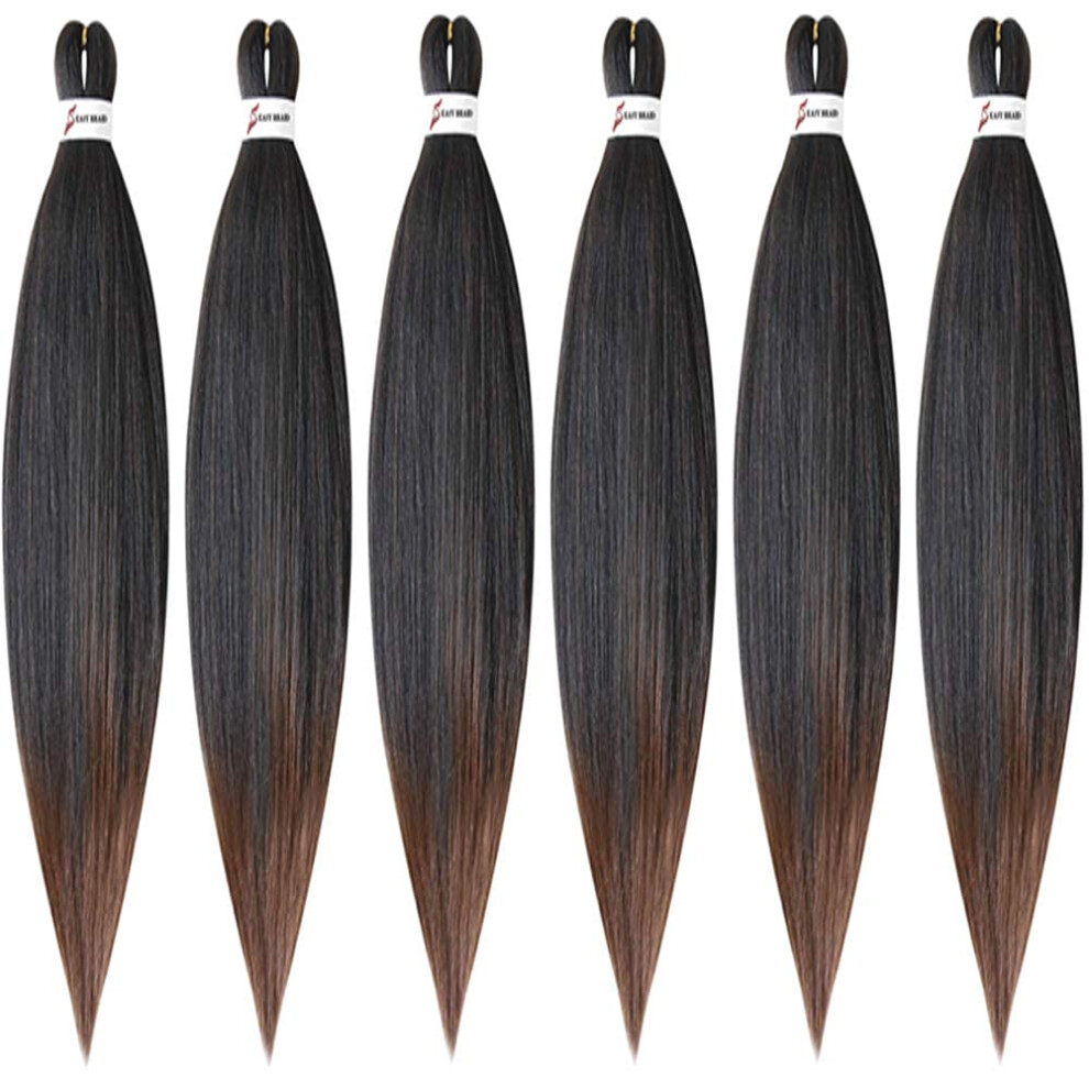 Unisex Pre Stretched Yaki Braiding Hair 26 Inch Synthetic Extensions Itch For Box Braids 6 Packs