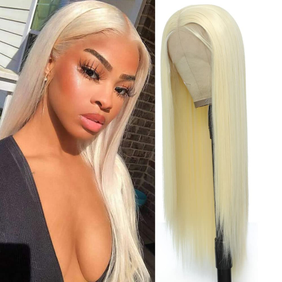 30 Inch Blonde Lace Front Wig for Women Heat Resistant Synthetic Fiber Transparent Preplucked Hairline