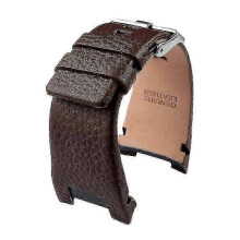 (Brown-Litchi) 32mm Notched Genuine Leather Replacement Watch Band for Diesel DZ1216 DZ4246 DZ4287 Watches