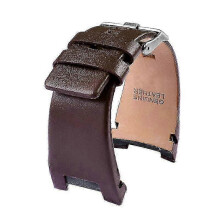 (Brown-Plain) 32mm Notched Genuine Leather Replacement Watch Band for Diesel DZ1216 DZ4246 DZ4287 Watches