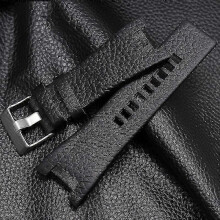 (Black-Litchi) 32mm Notched Genuine Leather Replacement Watch Band for Diesel DZ1216 DZ4246 DZ4287 Watches