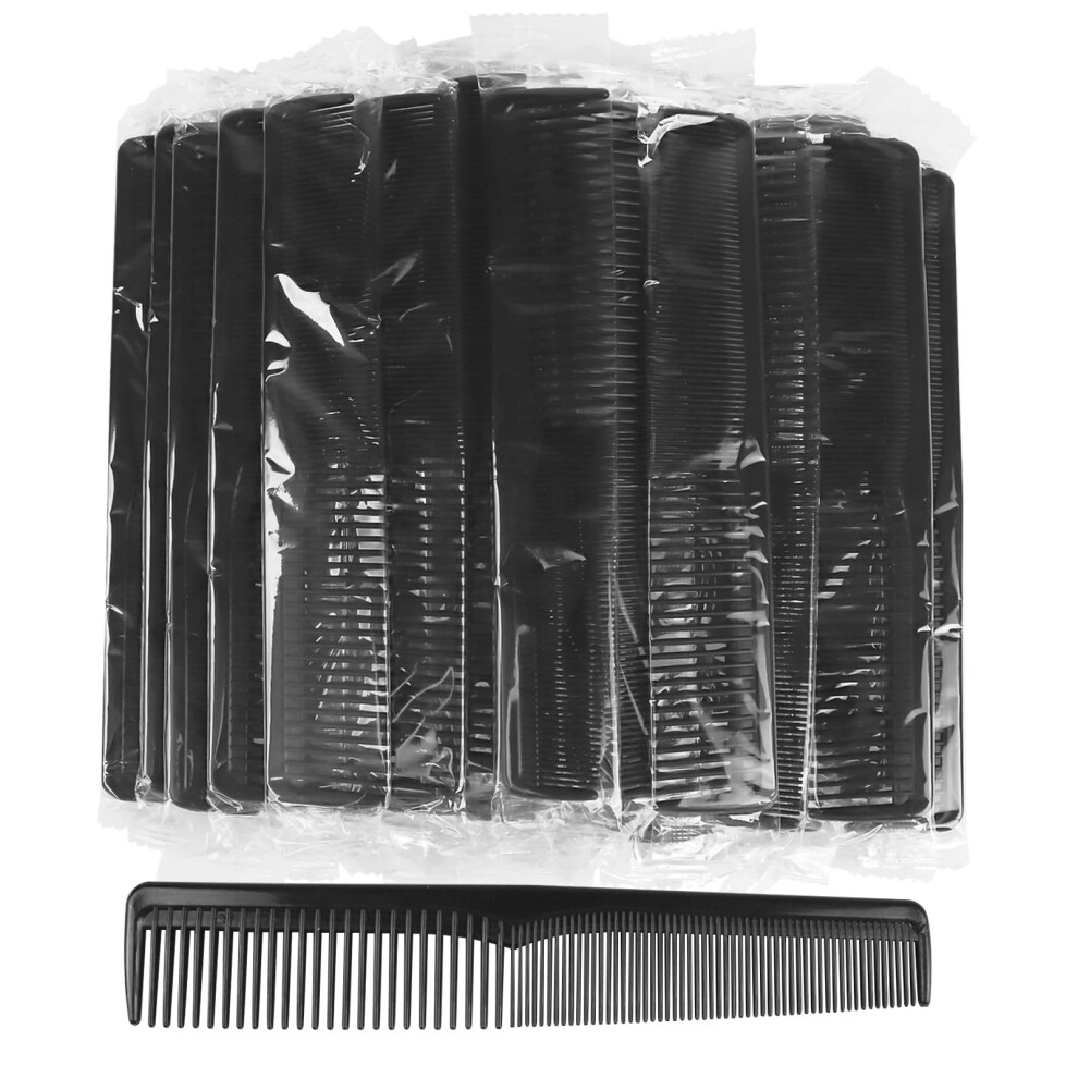 Unisex Black Disposable Hair Combs 50 Pack Individually Wrapped Dual Tooth Combs Bulk For Hospitality