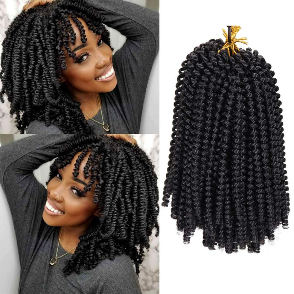 Unisex Spring Twist Crochet Braids 8 Inch Ombre Synthetic Bomb Twist Hair Extensions Full Volume