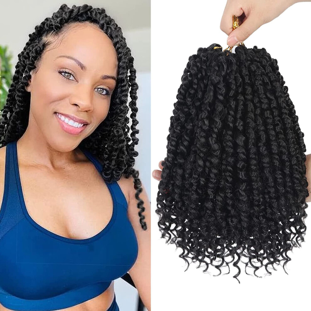 Unisex Black Passion Twist Hair 12 Inch Prelooped Crochet Braids For Women, Ombre T30 And 1B, Readytoinstall Lightweight Extensions