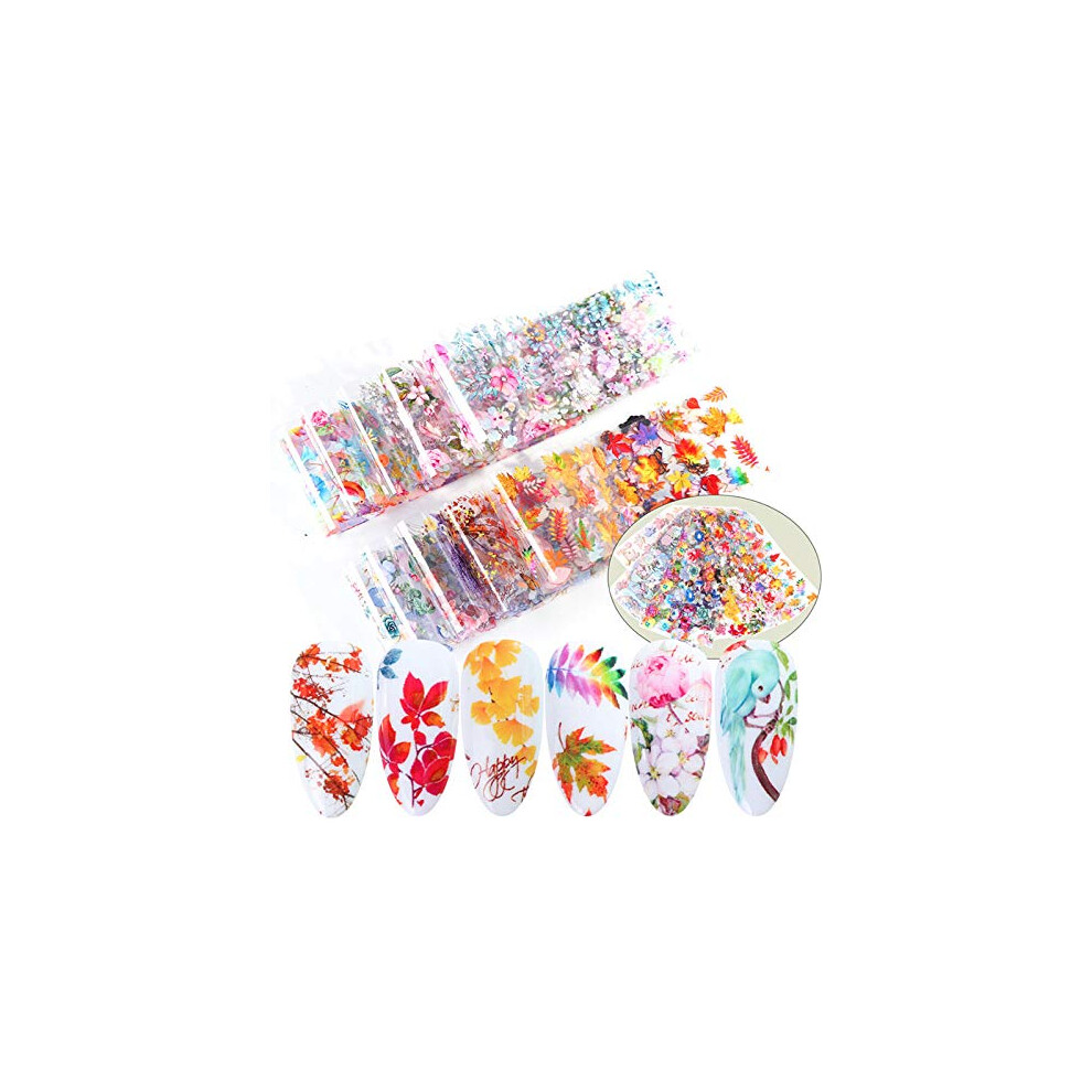 Lavender 10Pcs Maple Leaf And Nail Art Foil Transfer Stickers, Water Transfer Decals For Manicure
