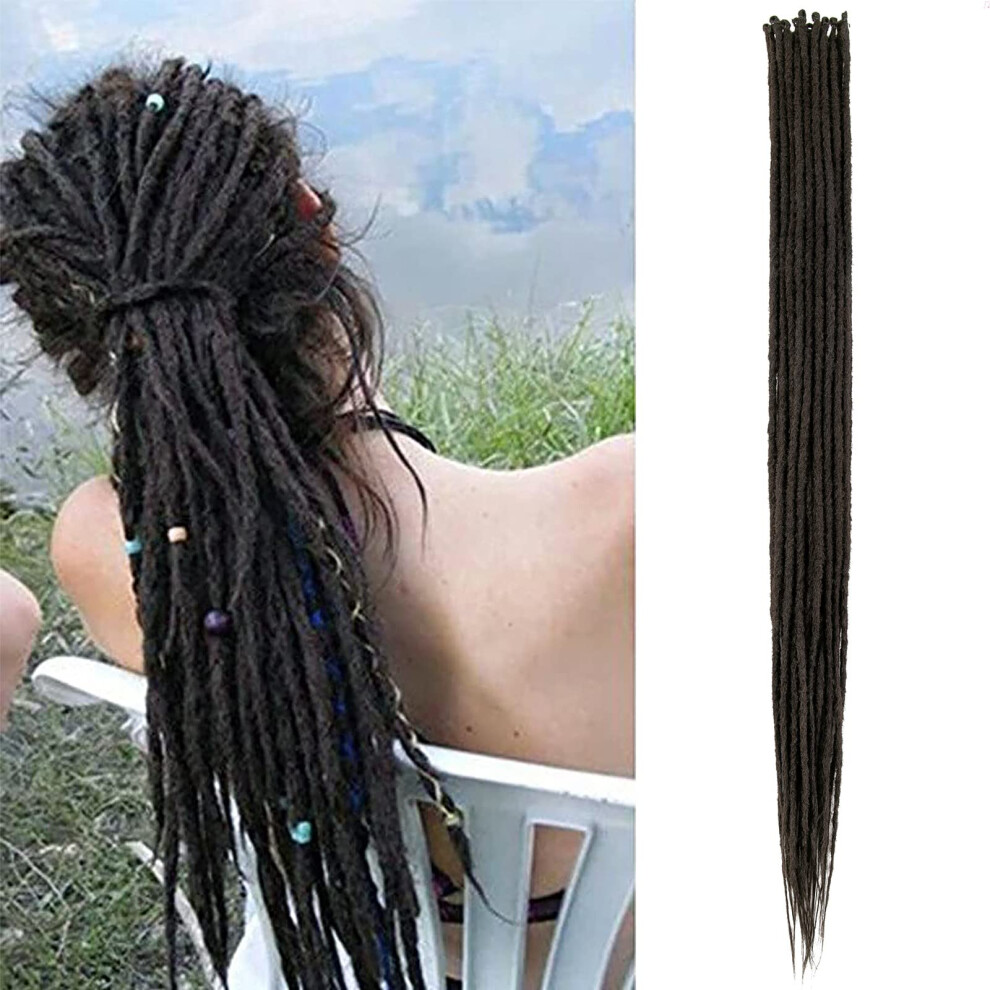 Unisex Brown 36 Inch Crochet Dreadlock Extensions 30 Strands Darkest Synthetic Locs For Braiding