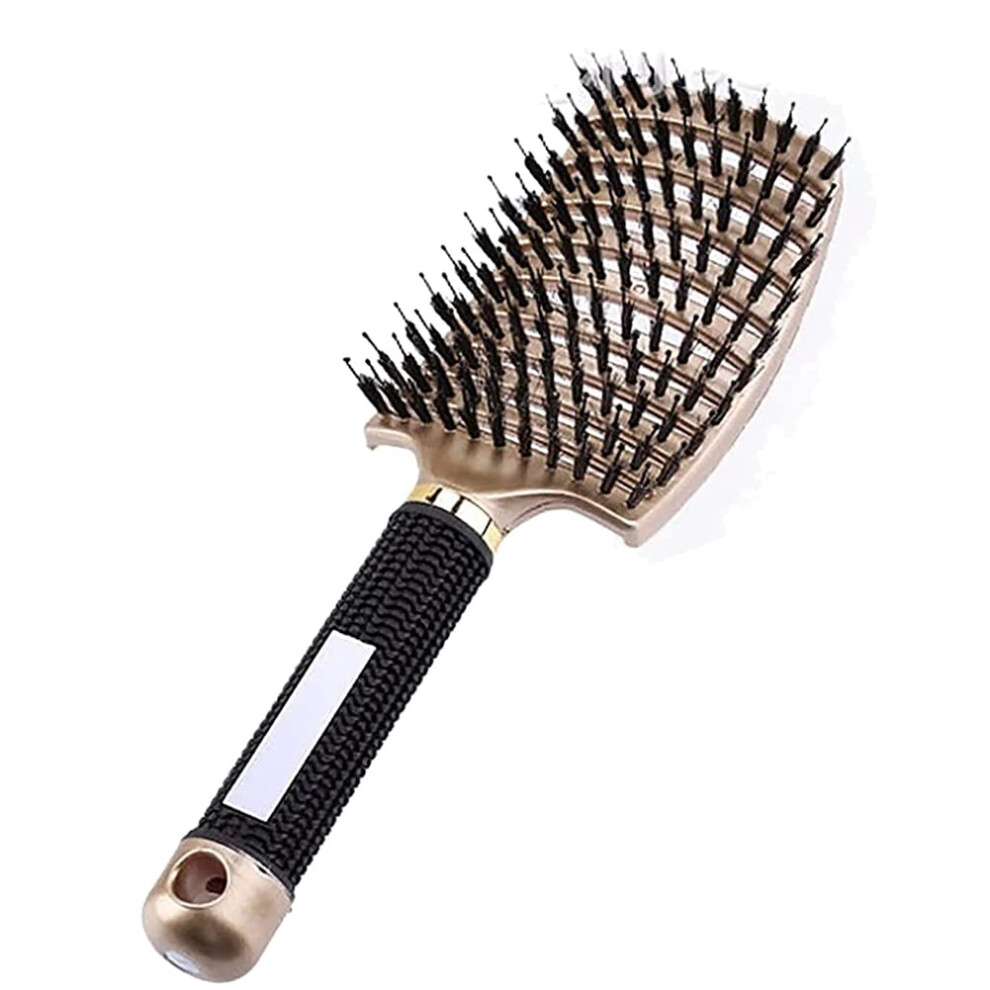 Detangling Brush with Curved Ventilated Design for Wet and Dry Hair, Gold Hairbrush for All Types
