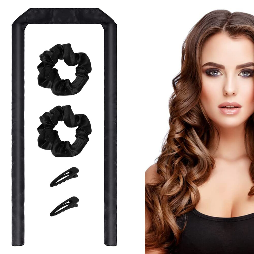 Heatless Curling Rod Headband with Clip, Segmented Silk Ribbon Curlers for Overnight Waves