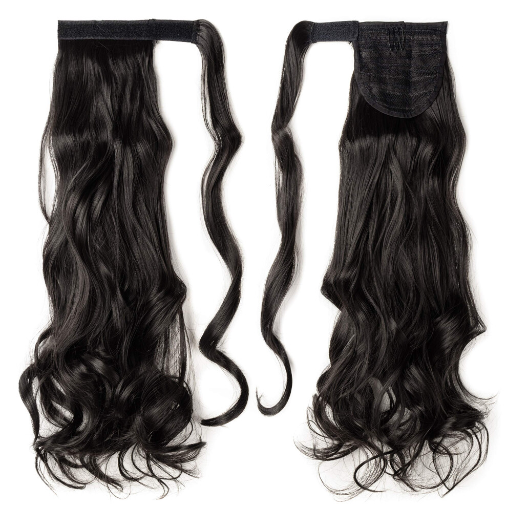 Unisex 24 Inch Curly Ponytail Hair Extension Wrap Around Clip In For Women Instant Volume Boost