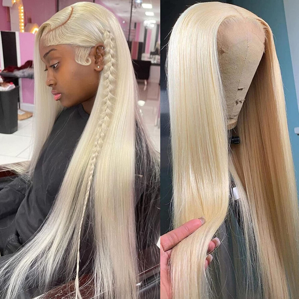 Unisex 613 Blonde Lace Front Wig Human Hair 13X4 Hd Lace Frontal Pre Plucked 180% Density 10A Virgin