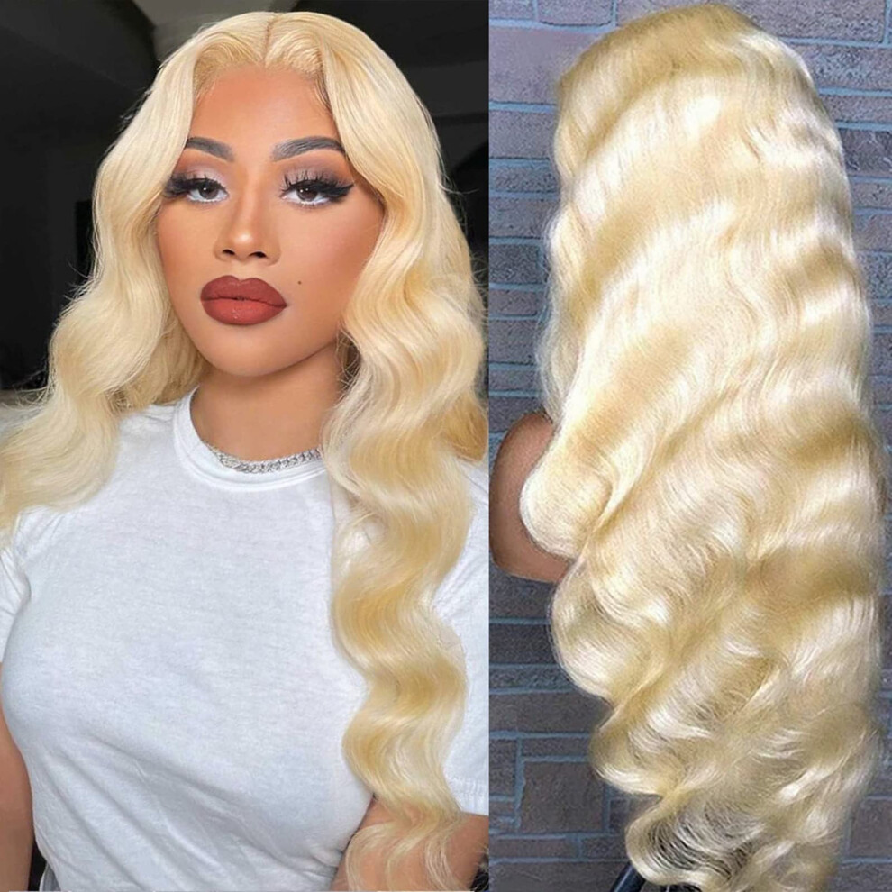 Unisex 613 Blonde Lace Front Wig Human Hair Body Wave 13X4 Hd Transparent Pre Plucked Glueless 30 Inch Virgin Brazilian Hair Wig