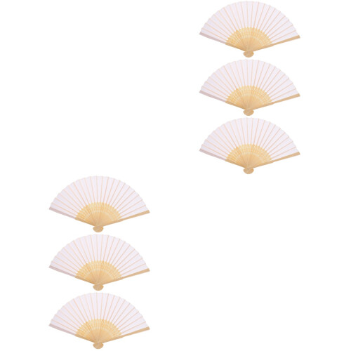 2 Pcs Blank Folding Fan Handheld Hand-Held Fans White Foldable Bamboo 2