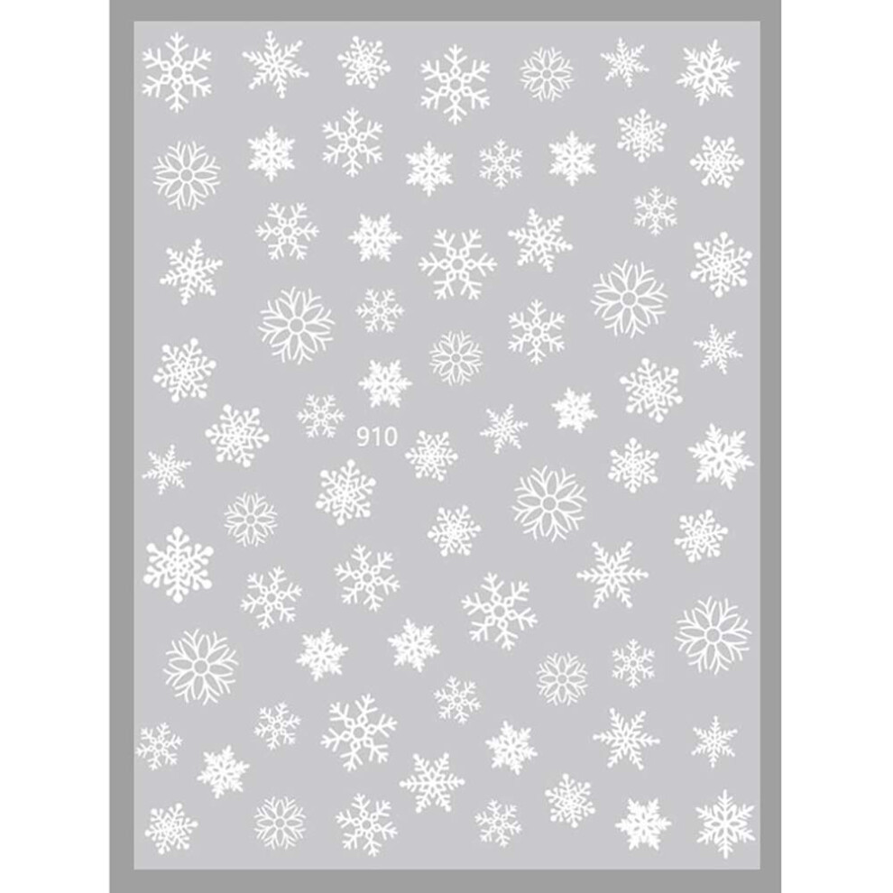 Snowflake Nail Stickers 3D Art Decals for Christmas Winter Manicure Festive Design White 910