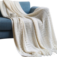 LSLJS Knitted Throw Blanket 50x60 inch, Solid Color Crochet with Tassels, Boho Lightweight Cozy Blanket for Couch, Bed, Sofa, All Seasons, Christmas