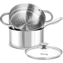 3 Quart Saucepan with Lid & Steamer, Stainless Steel Sauce Pan with Triply Bottom, 3 QT Sauce Pot, Nonstick Saucepan Induction Compatible