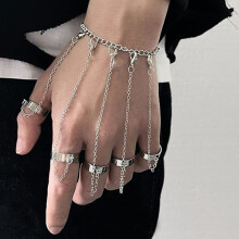 Ketten-Fingerring-Armband Punk-Layered-Chain-Quasten-Armband