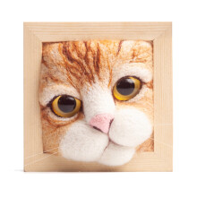 Photo Frame Ornaments with Shaping Base Wool Felt Interactive Lovely Cat Head Doll Knitting Kit Household Supplies-C