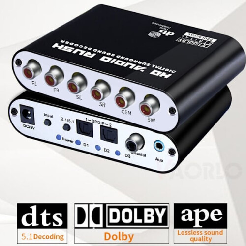 Digital Sound Decoder Converter Digital 5.1 Audio Decoder RCA 2
