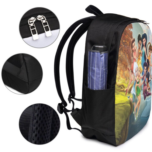Mochila para laptop Tinkerbell Travel, resistente à água e antifurto, com porta USB para carregamento, 17 polegadas, compatível com mulheres e 2