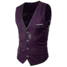 (6XL, Purple) Plus Size Men's Single Breasted Business Suit Vest in Solid Color for Businesswear