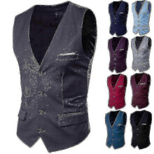 (5XL, Grey) Plus Size Men's Single Breasted Business Suit Vest in Solid Color for Businesswear
