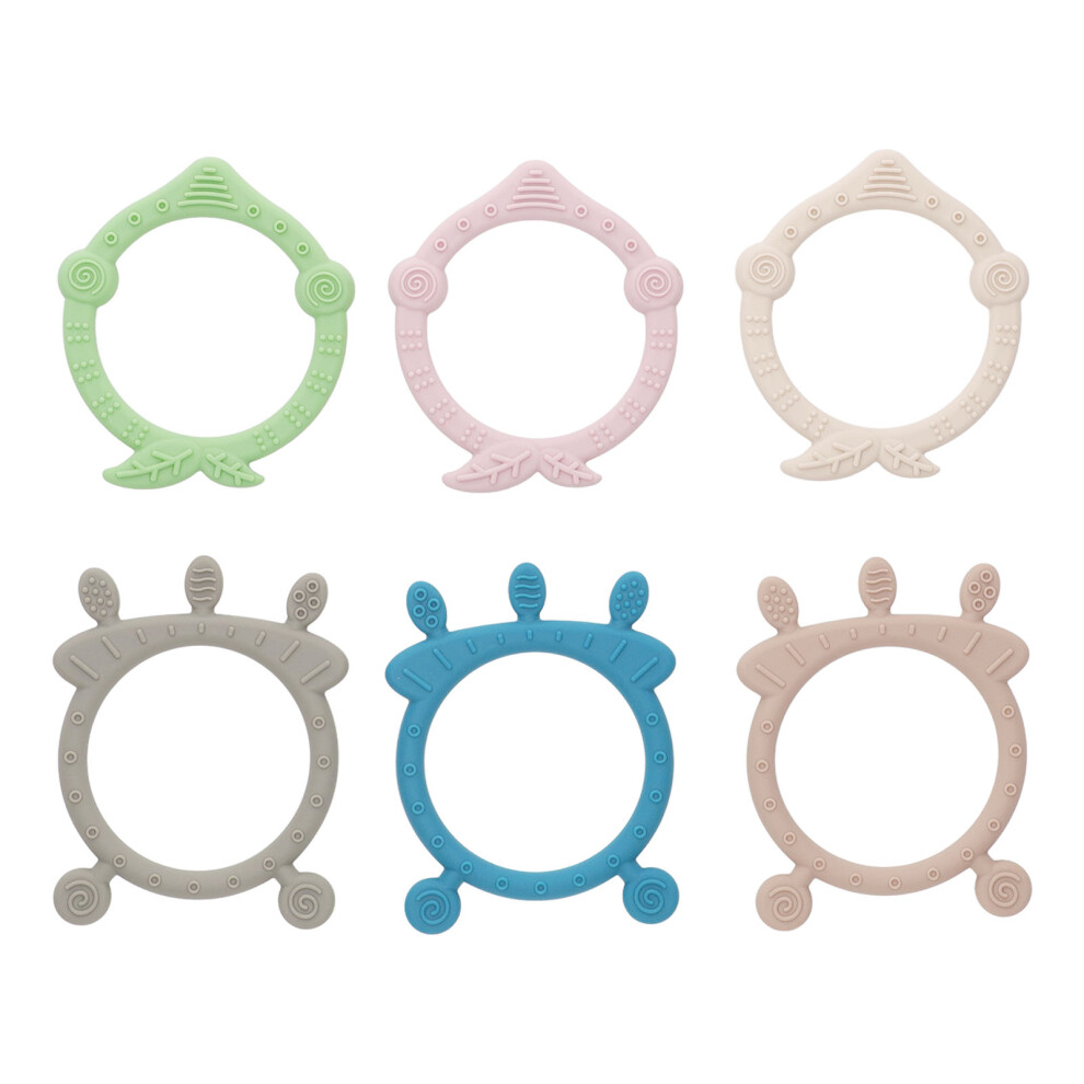 Infant Baby Chew Toys 6PCS Colorful Set Soft And Skin-Friendly Silicone Teether Relief BPA Free Baby Teething Toys Different Shapes Prevent Bite