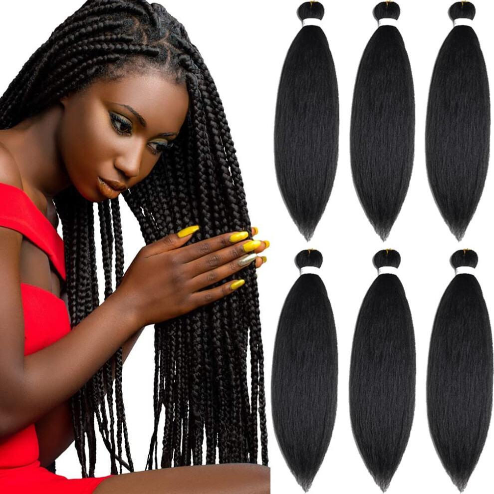 Unisex Black Pre Stretched Braiding Hair 30 Inch Yaki Texture Synthetic Extensions For Crochet Braids Natural Heat Resistant
