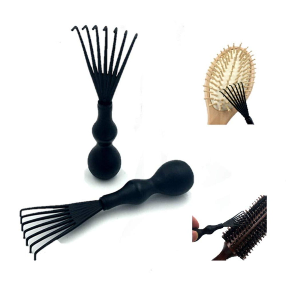 Black 2 Pcs Hair Brush Cleaner And Comb Cleaning Tool, Effective Hair Removal, Compact And Durable