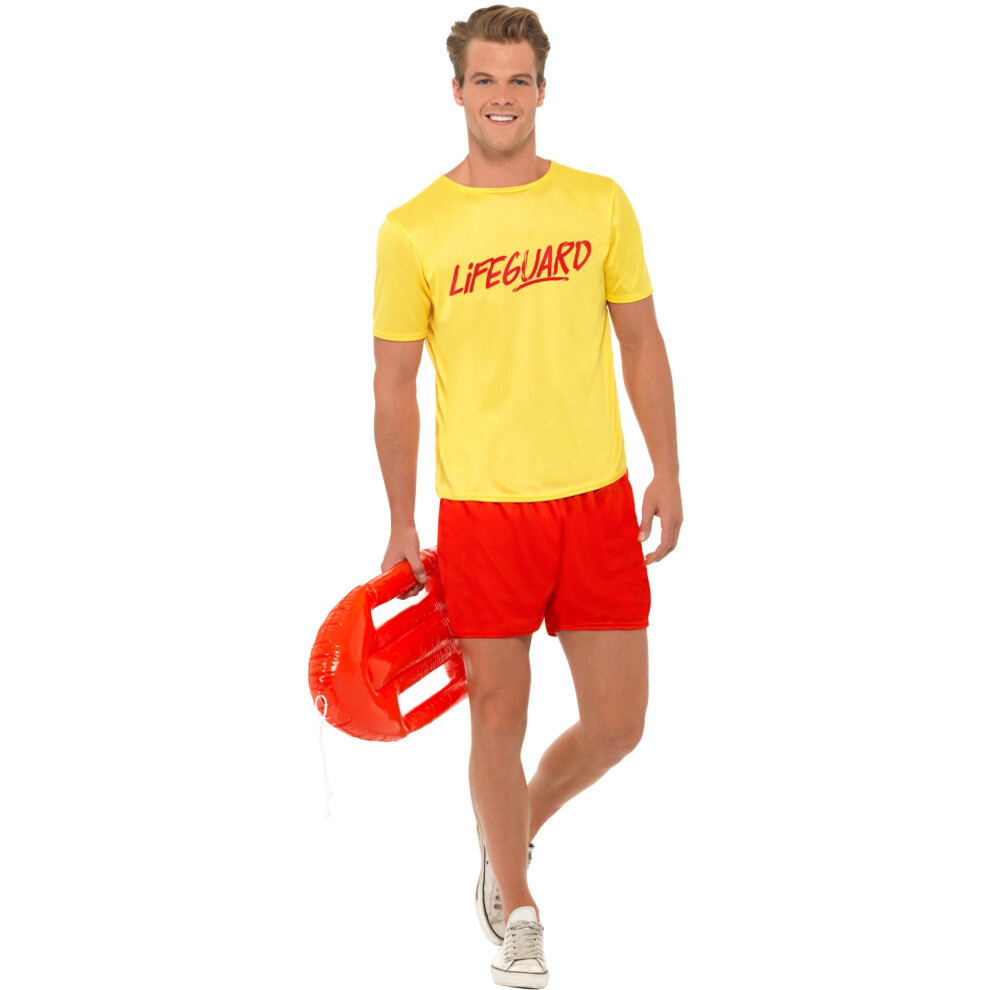 Smiffy's (Large (Chest 42-44)) Men's Beach Lifeguard Costume Yellow
