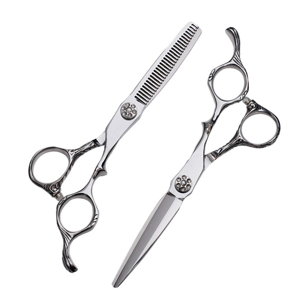 Professional Barber Scissors Set, 6.0 Inch Japanese 440C Hair Cutting Shears, Ergonomic Offset Handle