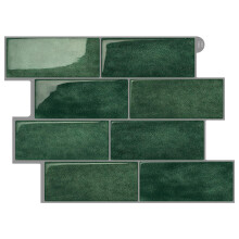 Peel and Stick Green Subway Tile Backsplash, 3D SelfAdhesive Waterproof Heat Resistant 11'x11' (10 Sheets)