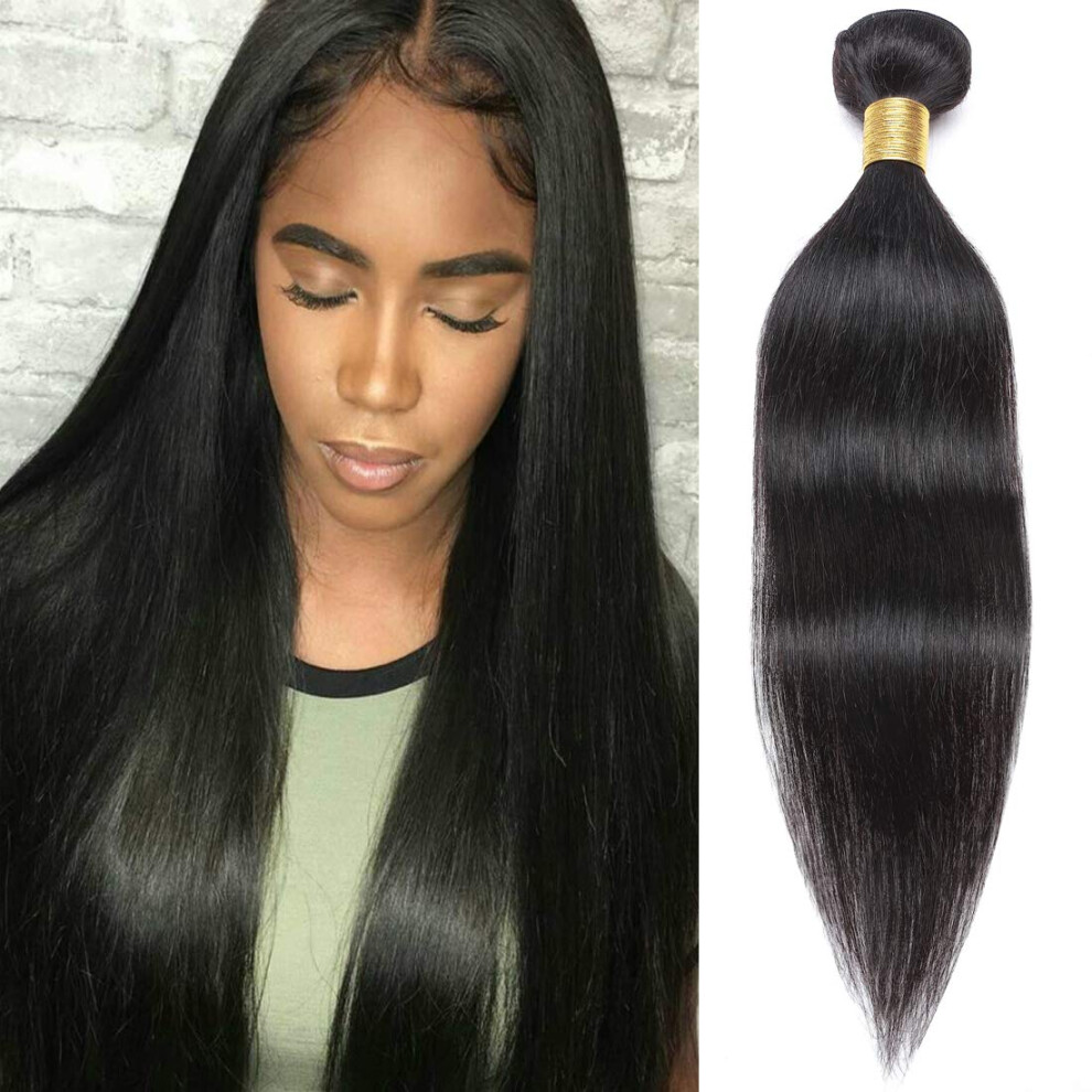 Unisex Black 12 Inch Brazilian Straight Human Hair Bundle Natural Remy Extensions 100G For Sewin
