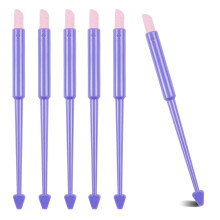 6Pcs Rubber Tip Cuticle Pusher Set with Purple Nail Cleaner Tools and Ergonomic Plastic Handles