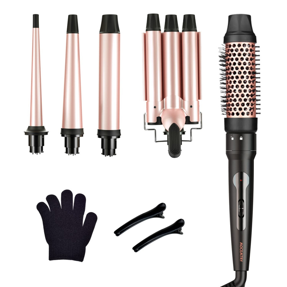 Curling Iron with Interchangeable Barrels 0.351.25in, Ceramic Hair Curling Wand, Instant HeatUp
