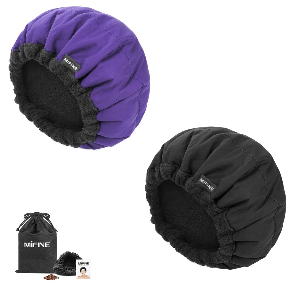 Heat Cap for Deep Conditioning with 10 Disposable Shower Caps, Microwave Hair Steamer for Natural Hair