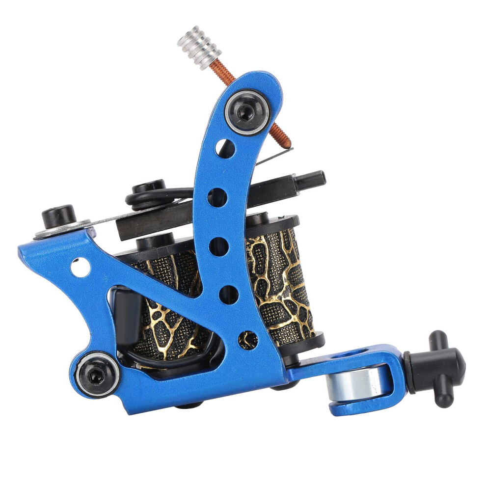 Blue Tattoo Machine Coil Gun With Adjustable Voltage, Dual Liner Shader, Alloy Frame For Beginners (Blue)