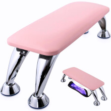 Nail Arm Rest Rose Color with Clamp, Padded Comfort Support, Non Slip Adjustable for Salon