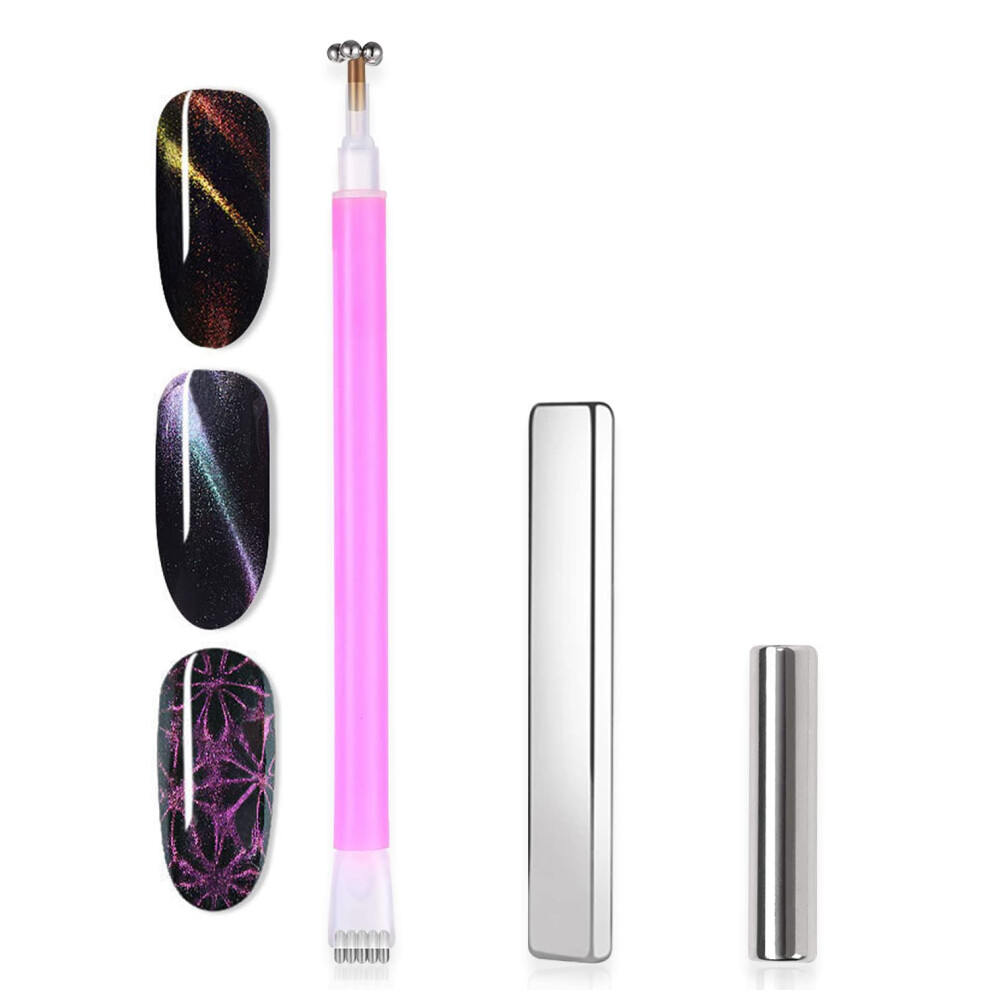 Cat Eye Nail Magnet Set with Dual Head Magnetic Pen for 3D Cat Eye Gel Polish Nail Art