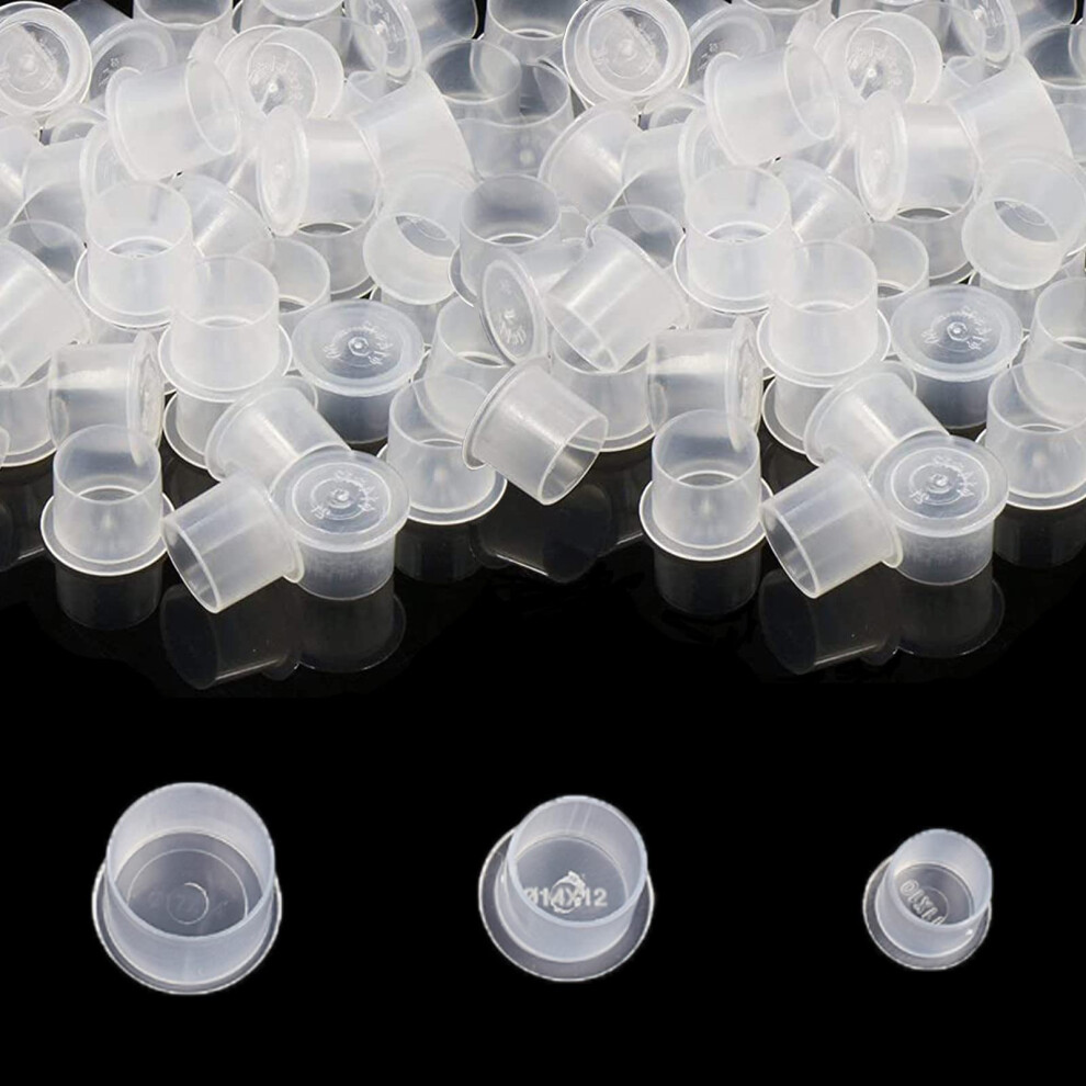 White 300 Pcs Tattoo Ink Caps Mixed Sizes With Spillresistant Base, Clear Plastic Cups For Pigment